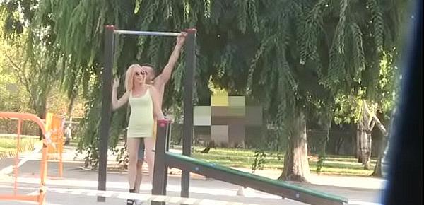 Monica picks up a dude and sucks his dick in a public park